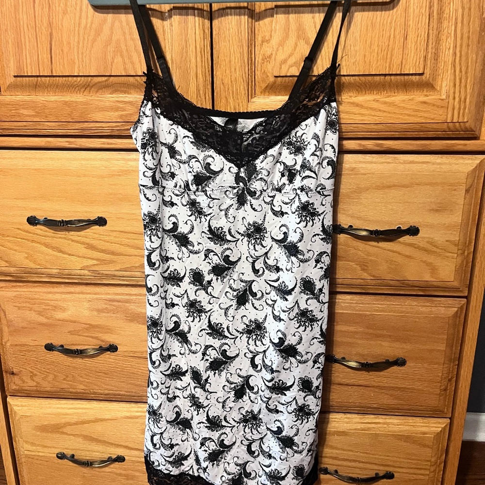 Black and White Paisley Slip Dress